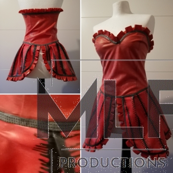 Red Maid Dress, Trägerlos, Unikat