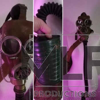 gasmaske mit schlauch tasche filter modifiziert vintage goth steampunk