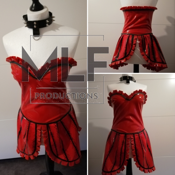 Red Maid Dress, Trägerlos, Unikat