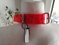 Preview: pvc halsband mit d-ring und leine mit karabinerhaken in rot bdsm goth dark fashion