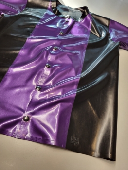 Latex Hemd - Einzelstück - lilametallic/schwarz
