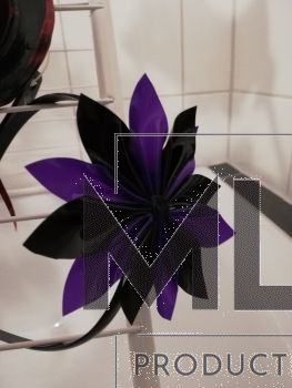 headband with latex flower in purple-black burlesque goth