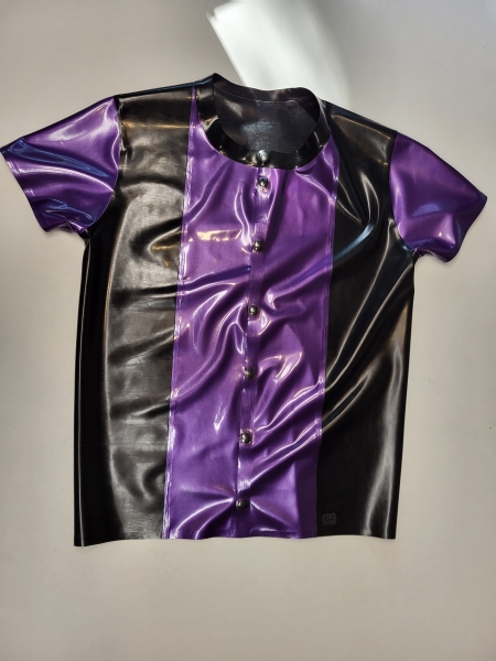 Latex Hemd - Einzelstück - lilametallic/schwarz