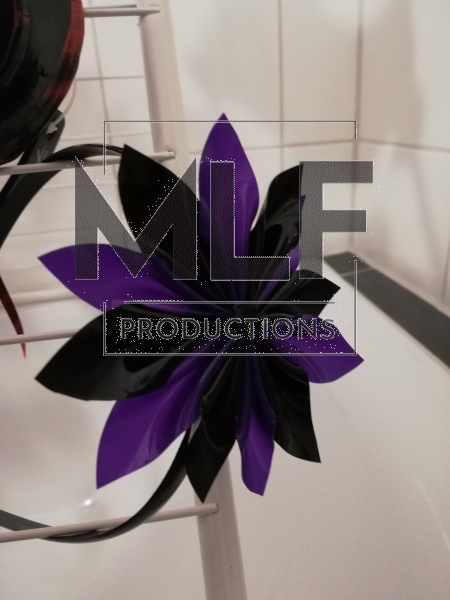 headband with latex flower in purple-black burlesque goth