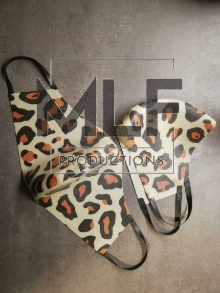 Latex Maske "Mund-Nase" Schneeleoparden Style